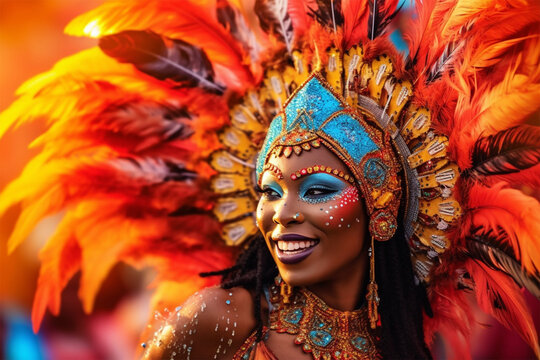 colorful and bright Brazilian carnival illustration. Participant's portrait.