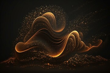 Abstract 3D particle waves background. Generative AI