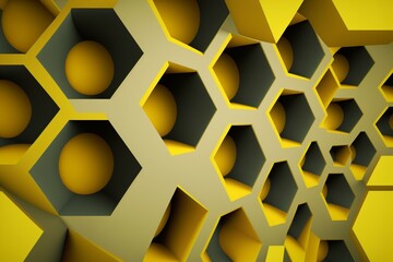 Background with six yellow sides. Generative AI