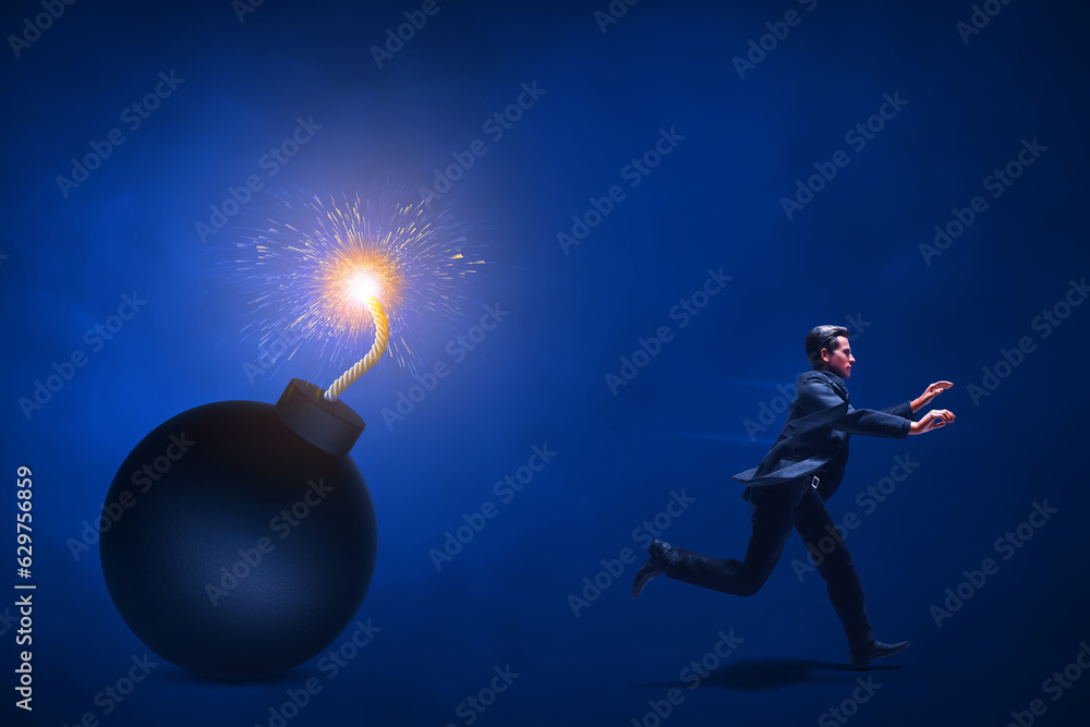 Wall mural Business man escape 3d illustration