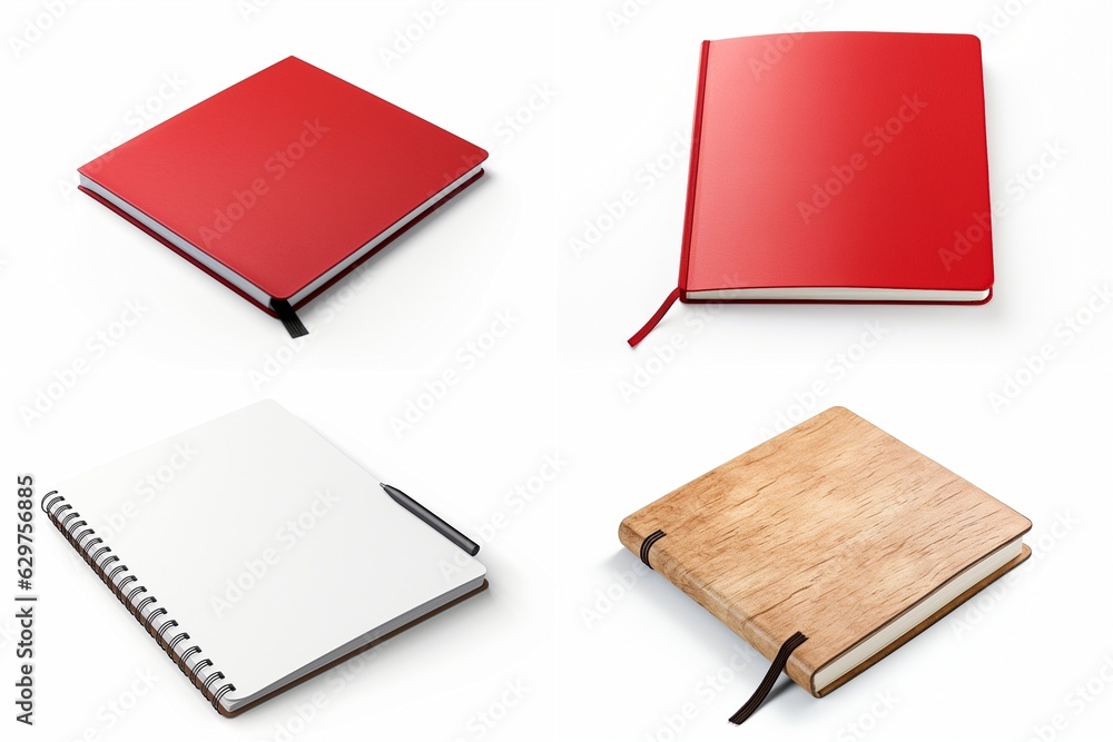 Poster set of notepads isolated on white background.