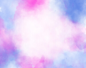 中心部に余白のある水彩風背景　青、ピンク、