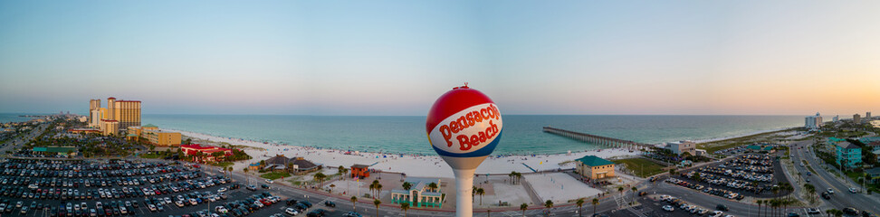 Aerial panorama Pensacola Beach Florida circa 2023