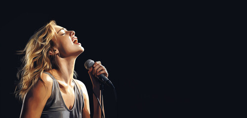 A colorful image of the singer on a plain dark background with a place for the inscription