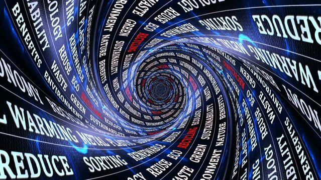 RECYCLING Keywords on the Tunnel Walls, Animation, Background, Loop

