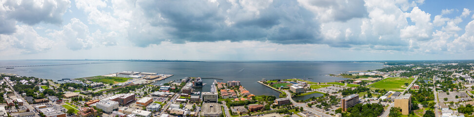Naklejka premium Aerial drone panorama Pensacola Florida bay view