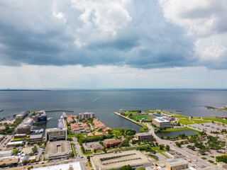 Aerial photo Downtown Pensacola waterfront bay view