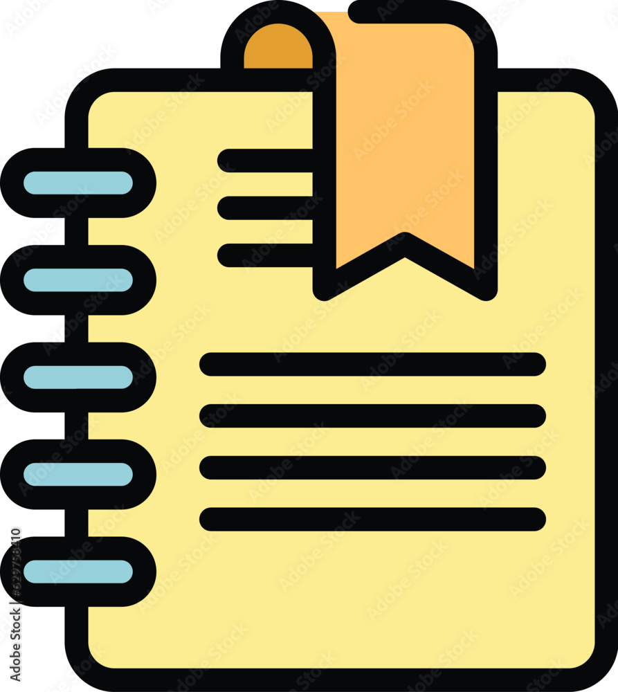 Poster paper notebook icon outline vector. sheet note. notepad page color flat