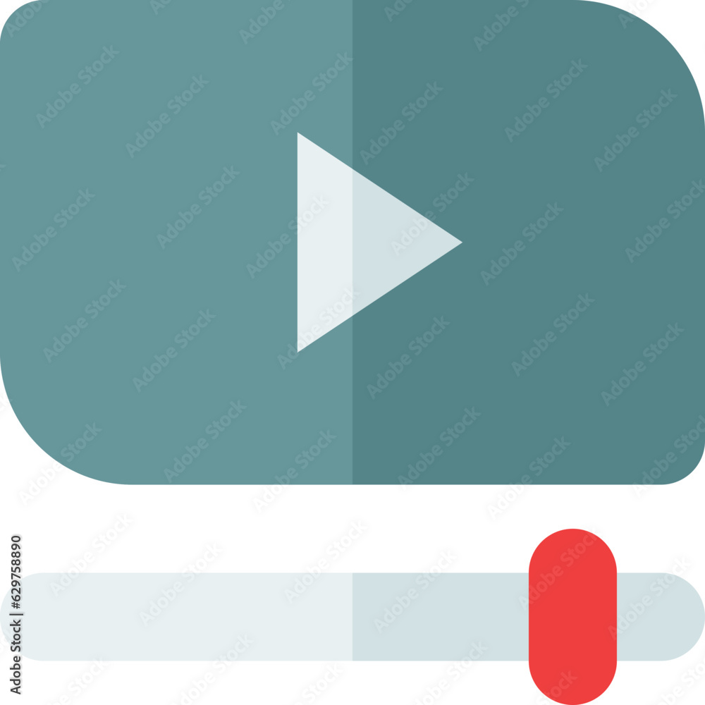 Poster video media player icon in square shape and rounded style for user interface design and multimedia