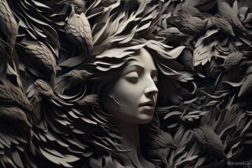 Artistic Secrets Revealed: Hidden Face in Cut Paper Design (Generative AI)