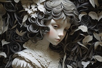 Mystery Unveiled: Cut Paper Art with Concealed Face (Generative AI)