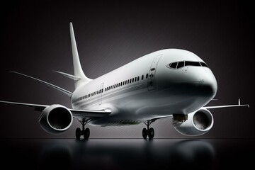 3D rendering of a commercial airplane from the left side. Generative AI