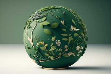 An eco-friendly globe in green. Generative AI