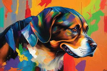 painting abstract dog vector watercolor hand painted; Generative AI illustration.