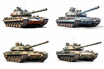 set of tanks isolated on white background.
