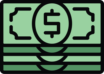 Money cash icon outline vector. Send payment. Bank wallet color flat