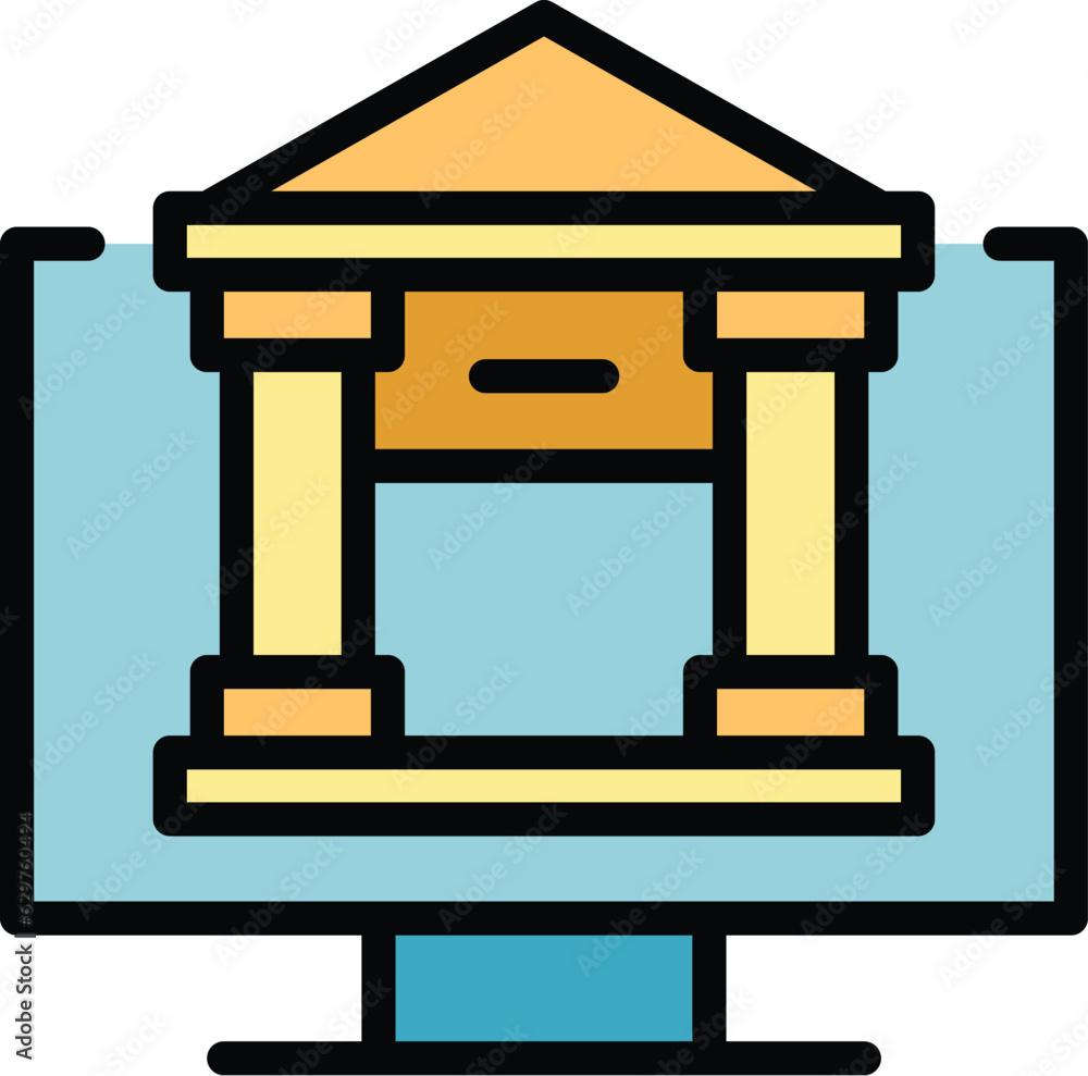 Poster web online banking icon outline vector. mobile wallet. app transaction color flat
