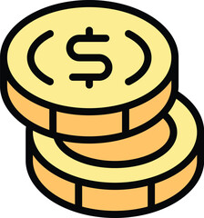 Coin stack icon outline vector. Bank mobile. Payment mobile color flat