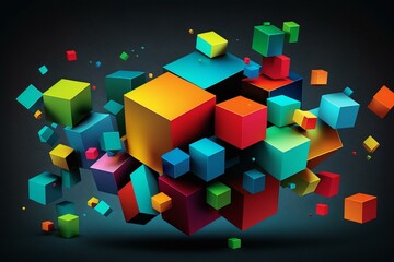 Colorful 3D cube background design. Generative AI