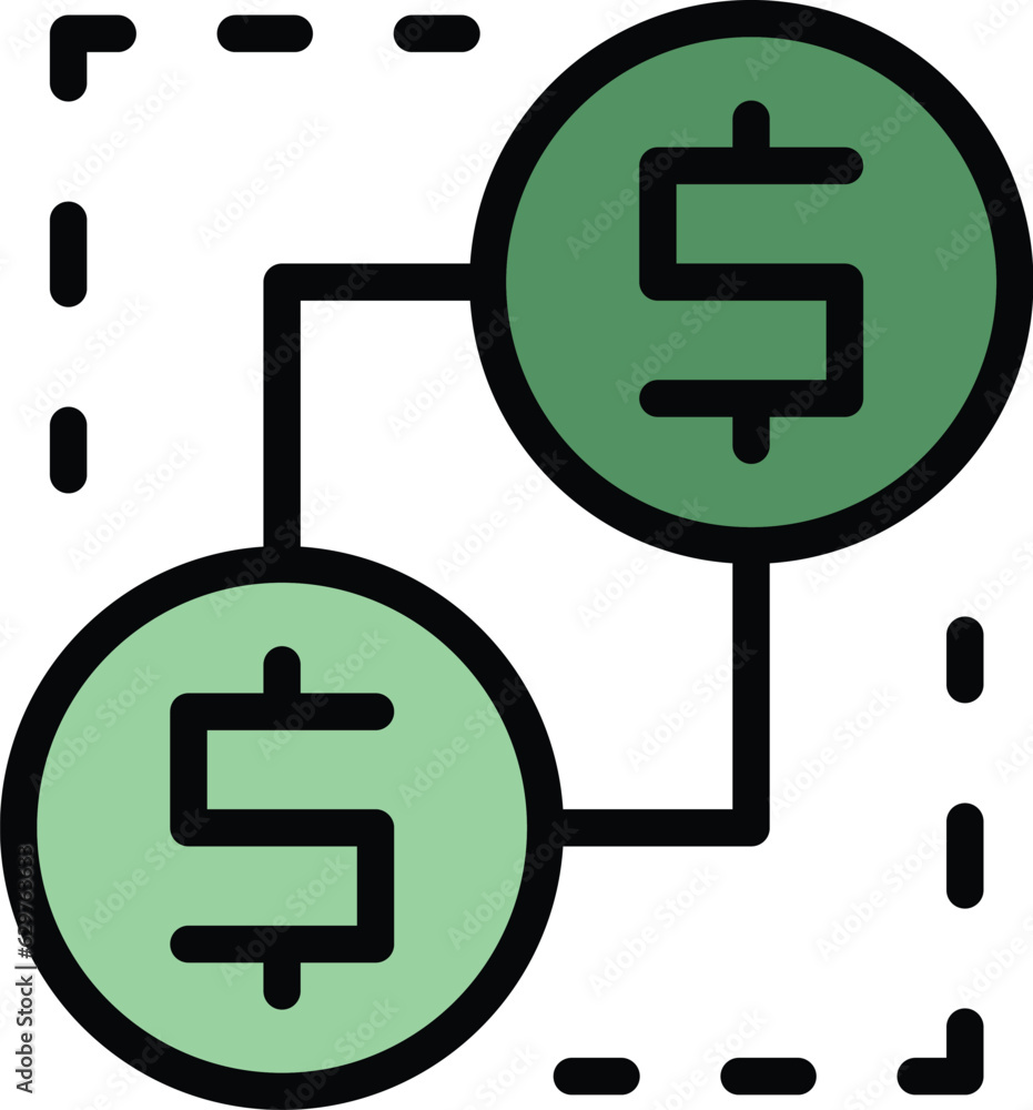 Wall mural convert money dollar icon outline vector. wallet bank. app credit color flat