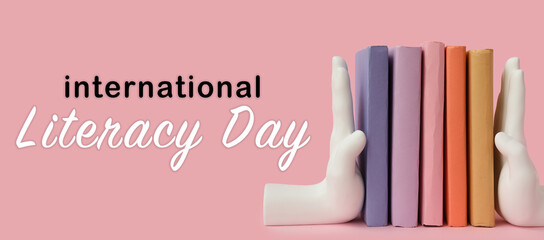 Banner for International Literacy Day with books