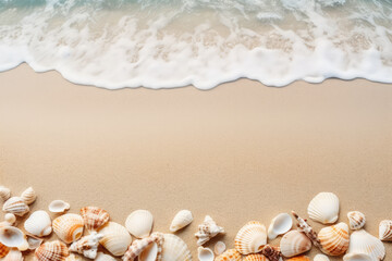 Fototapeta na wymiar Tropical Beach with Shells. Summer Abstract Background