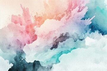 Beautiful abstract painting with pale pink and light blue gradient, watercolor illustration background. Generative AI