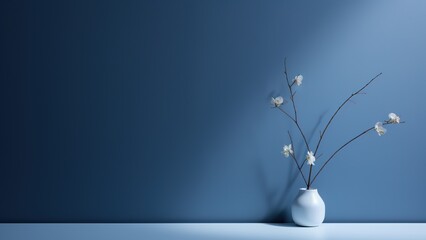 a vase on a bright blue background with space