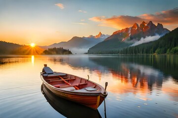 sunrise over the lake generative AI