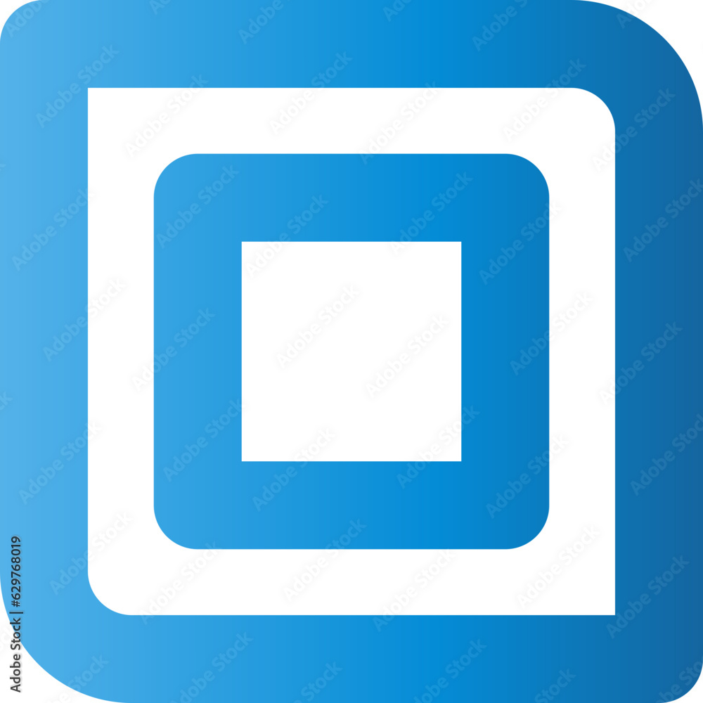 Poster stop icon square in circular and minimalistic style, suitable for web video and multimedia user inte