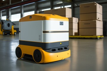 Wirelessly controlled AGV; safe and precise transport automation. Generative AI
