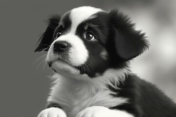 Fun-loving black-and-white puppy. Generative AI