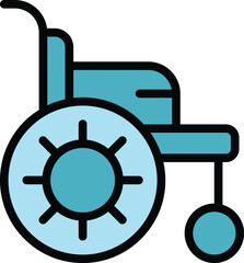 Clinic wheelschair icon outline vector. Nurse doctor. Medical care color flat