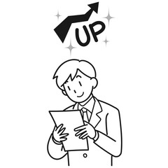 成績が上がって喜ぶ男子学生