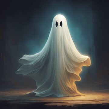 Illustration of Cute Silly Cartoon Sheet Ghost for Halloween