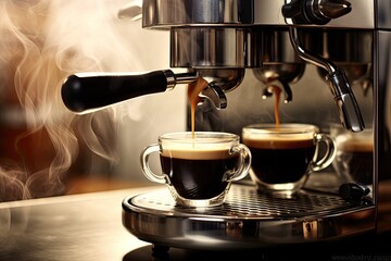 Two espresso machines with steam