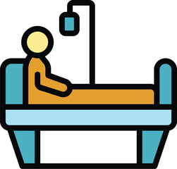 Hospital medical bed icon outline vector. Help service. Doctor care color flat