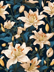 seamless patterns Lunar lilies