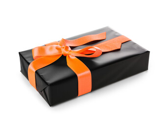 Beautiful gift box for Halloween on white background