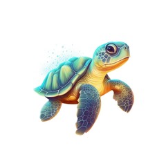 A majestic green sea turtle gracefully swimming in the vibrant blue ocean waters