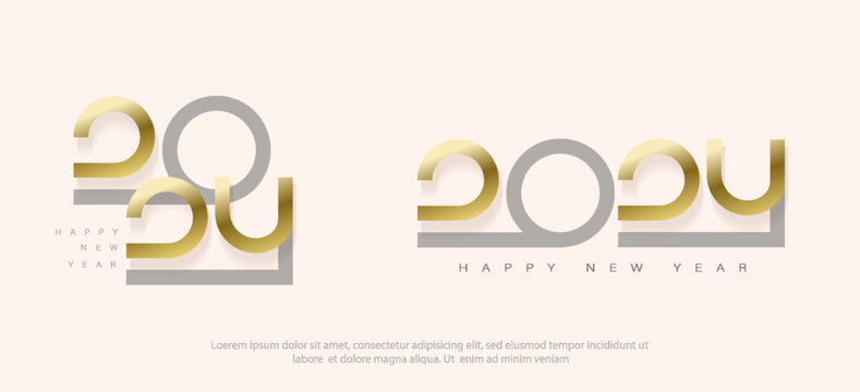 Modern happy new year 2024 design with a luxurious and elegant gold color. Premium vector design, modern, clean and unique. design for calendar, greeting and new year celebration.