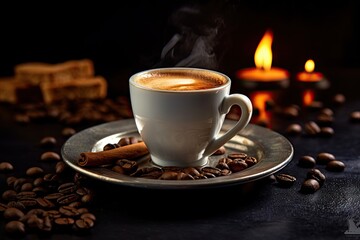 Fototapeta premium A cup of coffee on a saucer