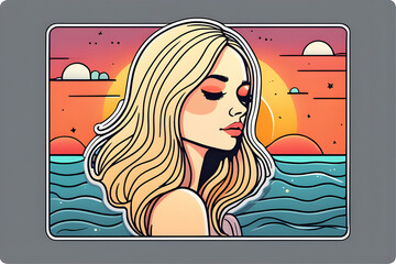 sunset-sea-blonde-woman