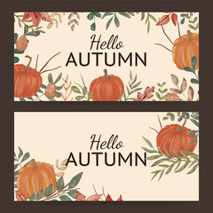 Autumn watercolor banner for fall season celebration