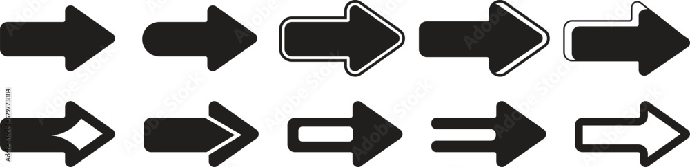 Poster arrow icons set. black arrow vector icon pack. arrow sign and symbol for web design. simple arrow bi