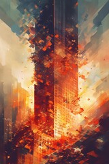 高層ビルと災害,Generative AI AI画像