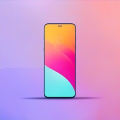 A vibrant vectorstyle illustration of a realistic front view of a smartphone mockup
