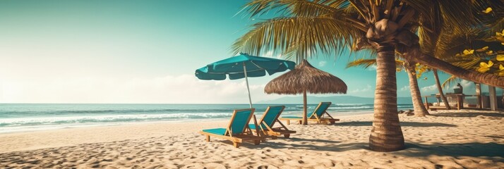 Two beach chairs on a sandy beach