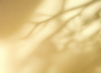 Minimalistic abstract gentle light yellow background for product presentation with light and intricate shadow from tree branches on wall with Generative AI.