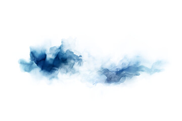 blue smoke watercolor abstract blue liquid Acrylic colors and ink in water, isolated on white and transparent background, ai generate

